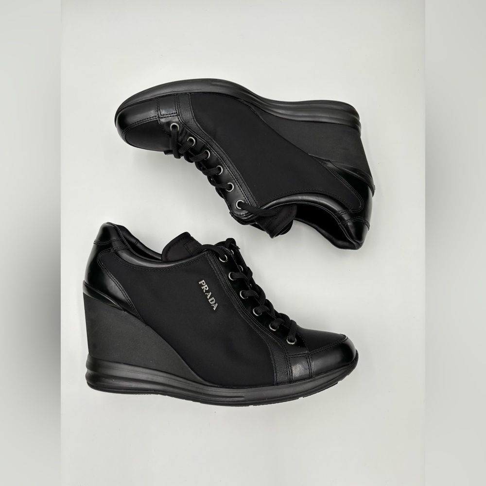 ❤️ Prada Wedge Sport Lace Up Sneakers Size 39